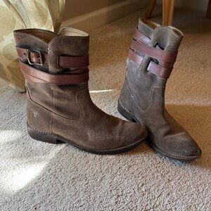 Frye Tan Leather Boots with Buckle